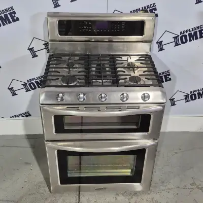 Used KitchenAid Gas Stove Double Oven KDRS505XSS 30″, View more