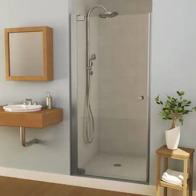 Madono 1 panel shower door. 34.5"-36.5". Pivot door for alcove installations, glass and chrome. Prod...