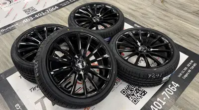 Replica M04 Gloss Black Staggered Rims & SAILUN A/S Tires Fits Mercedes C43 AMG, C300 Wheel Size: 19...
