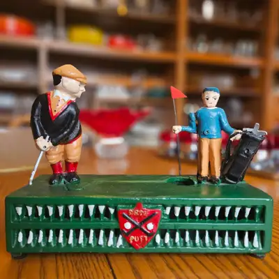 Cast Iron Golf Coin Bank, View more