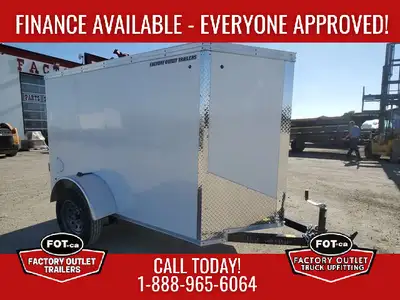 NEW Factory Outlet 4x8ft Enclosed Cargo Trailer - Rear Barn Door - Single Swing Door - Wedge Front -...