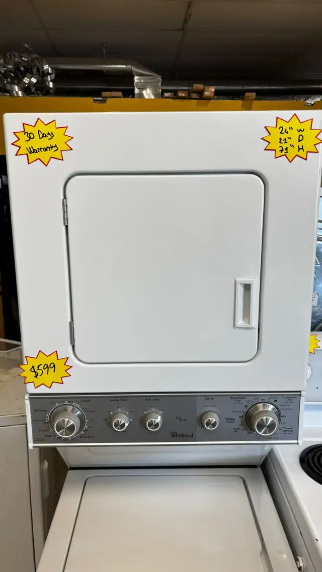 Stacked Whirlpool Washer&Dryer Works Perfect30 Days Warranty in Washers & Dryers in Kitchener / Waterloo - Image 3