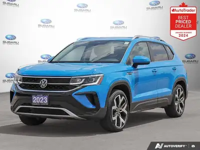 New Price! Odometer is 3459 kilometers below market average! Blue 2023 Volkswagen Taos Highline AWD...