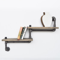 Industrial Style Wood and Metal Pipe Shelf
