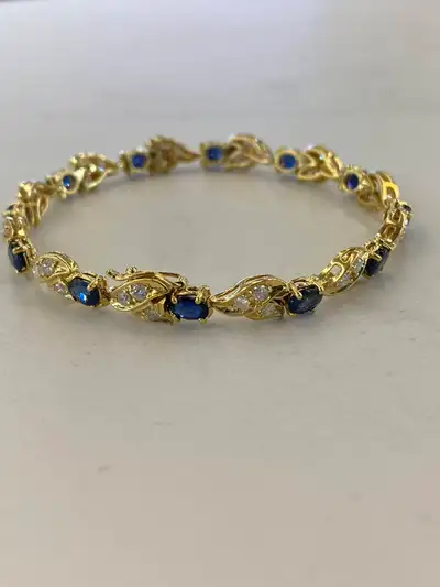 18K Gold Sapphire & Diamond Bracelet, View more
