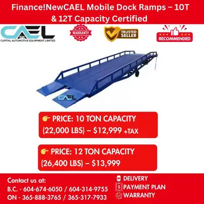 Finance! New CAEL Mobile Dock Loading unloading Ramps 10T & 12T Capacity Certified $9,999 Heavy-Duty...