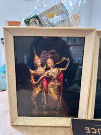 Pair 2 Vtg MCM Framed Dancing Couple Wall Art Pictures J. Siames