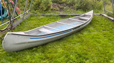 15’ aluminum misty river canoe. Good shape! No leaks. Stable on the water. $900 may trade.