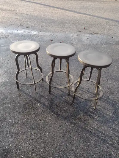 3 metal swivel adjustable stools, View more