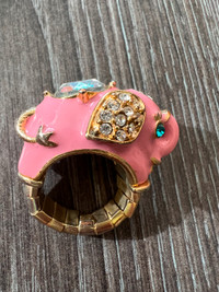 Designer Betsey Johnson Pink Elephant Rhinestone Ring $15!
