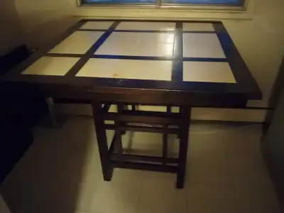 Bar height dinning table $75, 4 Chairs $100, View more
