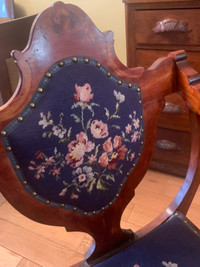 2 Antique Beautiful Late 19th Century Victorian Wood Chairs with