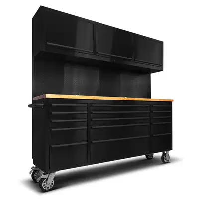 NEW 6 FT 18 DRAWER BLACK STAINLESS STEEL TOOL BENCH HTC7218PCDA SALE: $1495.00 Experience unparallel...