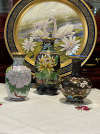 Vintage Cloisonné metal flower vases , never been used 