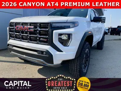 Come and experience the 2026 Canyon AT4! Fully loaded and equipped with Leather Seats, Sunroof, Tech...