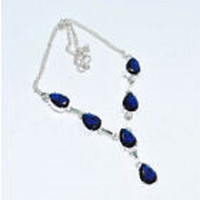 Genuine Blue Sapphire 925 Silver Gemstone Necklace