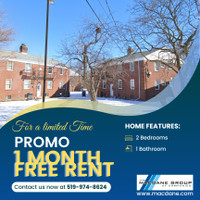 1 MONTH FREE RENT - 2 BR Apartments at WYANDOTTE ST., WINDSOR