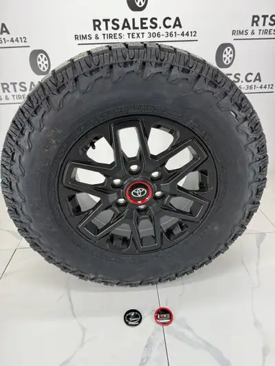 Set of 4 NEW Falken Wildpeak AT4W Tires on Toyota TRD Replika Rims Satin Black Centre Caps Included...