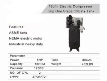 New Electric compressor 220v 5 hp one stage 80 gals tank 18 cfm in Heavy Equipment Parts & Accessories in Edmonton