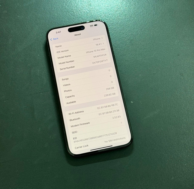 PHONE 15 PRO MAX 256gb BLACK BATTERY HEALTH 88% in Cell Phones in City of Toronto - Image 4