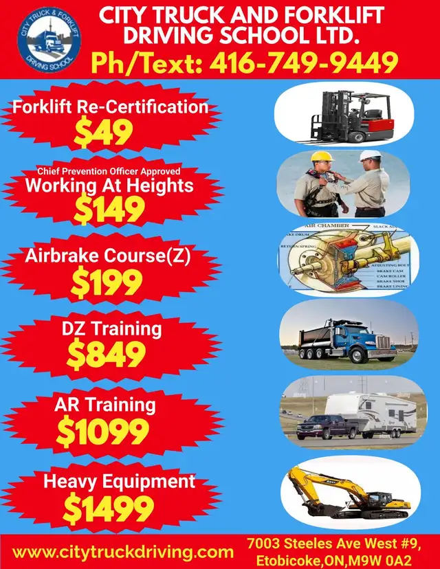 CITY TRUCK AND FORKLIFT DRIVING SCHOOL in Classes & Lessons in Mississauga / Peel Region - Image 2