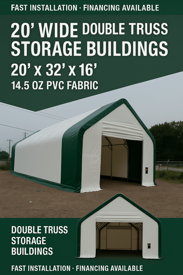 20' Wide Double Truss Fabric Shelter – Heavy-Duty Outdoor in Other Business & Industrial in Saskatoon - Image 3