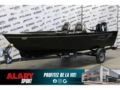 Alary Sport 2024 Lund 1650 ANGLER TILLER + MERCURY 50 HP & remorque Lund 1650 ANGLER TILLER + MERCUR...