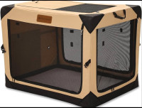 Garnpet Soft Dog Crate for Large Dogs, 4-Door Foldable Collapsib