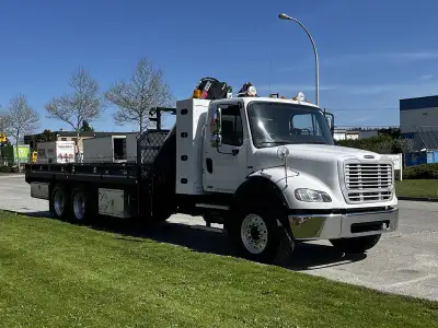 2012 Freightliner M2 112 22 Foot Flat Deck With Crane Air Brakes Natural Gas, 8.9L, 6 cylinder, 2 do...