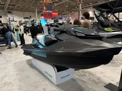 2026 Sea-Doo GTR 230 – Eclipse Black / Reef Blue Accessible supercharged performance with playful ha...