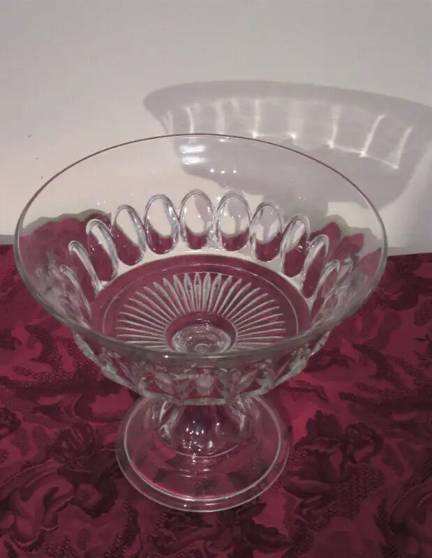 Large Pressed glass Compote, vintage collonial pattern63234861344387121