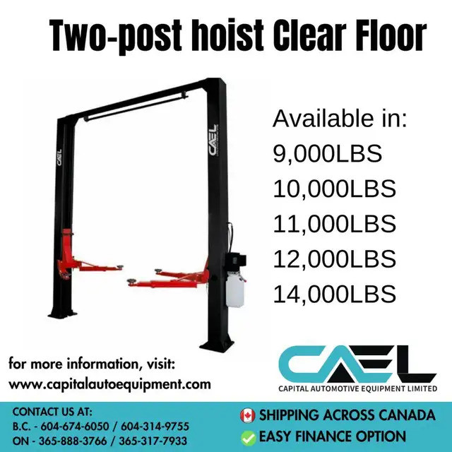 CAEL 2 Post Hoist Lift 9000/10000/12000/14000 LBS model in Other Parts & Accessories in Moncton