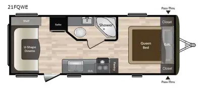 Keystone RV Hideout 21FQWE travel trailer highlights: U-Dinette Spacious Bathroom Front Bedroom Pass...