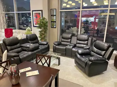 Ensemble de canapés inclinables modernes en cuir – Livraison gra, View more