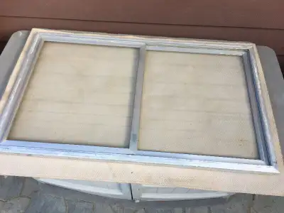 2 Aluminum Frame Slider Glass Window Screen 25” high 43” long, View more