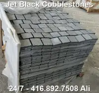 Jet Black Cobblestones Black Granite Patio Cobble Stones