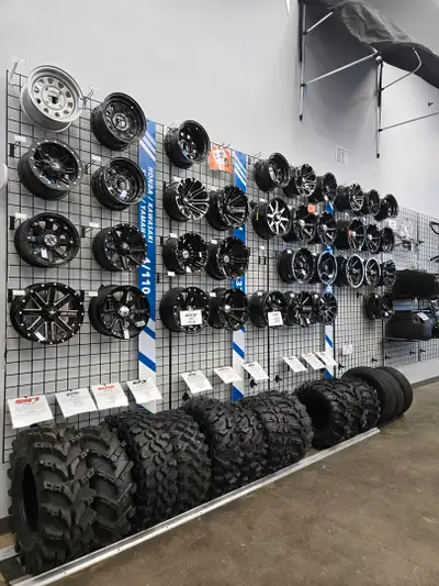 We stock tires and rims of all sizes to fit any SxS, UTV, or ATV Including: Can Am, Polaris, Honda,...