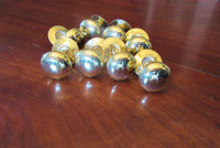 Set of 8 Solid Brass Drawer Pulls with Plates