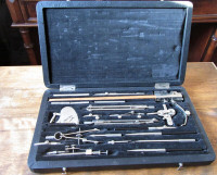 Vintage European Drafting Instrument Set in Leatherette Case