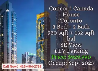 Spacious 3-bedroom, 2-bathroom suite in Concord Canada House, located in the heart of downtown Toron...