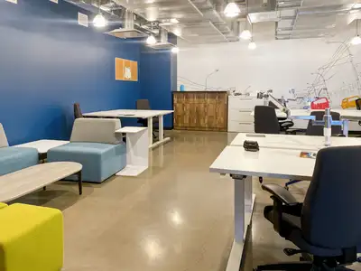 Access a bright and inspiring office space to rent designed to help teams of five to do their best w...