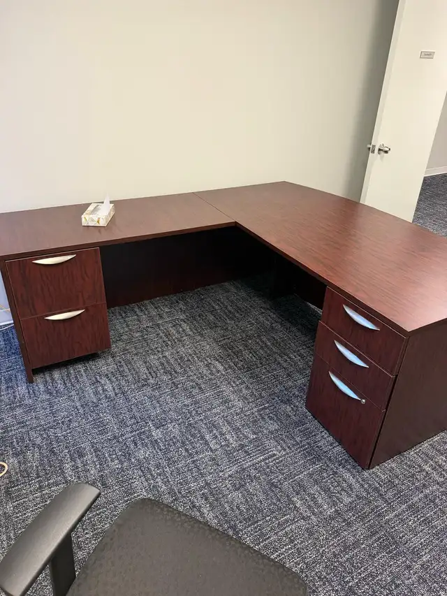Bowfront L-Shape Office Desk | 72" × 84" | $450 Each-Call us! in Desks in Mississauga / Peel Region - Image 2