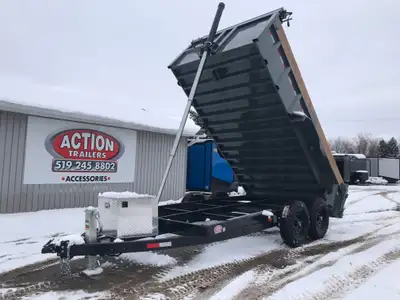 ACTION SERIES 7' X 14' DUMP TRAILER WITH 7 TON GVWR, WOOD EXTENSIONS AND TARP KIT! Handcrafted with...