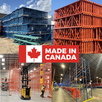 Used 20' tall pallet racking frames - Made In Canada! Redirack warehouse racks available. 100's of u...