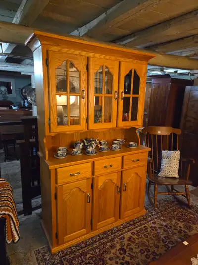 Solid Oak Buffet and Hutch, View more