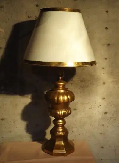 DECORATIVE TABLE LAMP, GILT BASE, View more