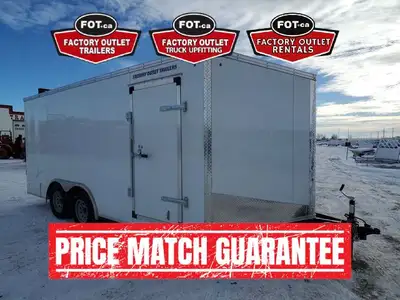 NEW Factory Outlet 8.5x16ft Enclosed Cargo Trailer - Rear Barn Doors - Wedge Front - (4) Recessed D-...