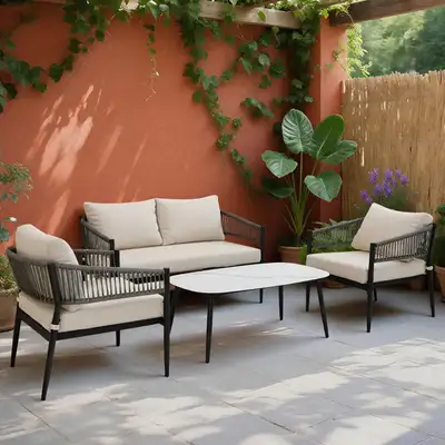Brand New 4pcs Patio Furniture Set Faux Marble Table $459, View more