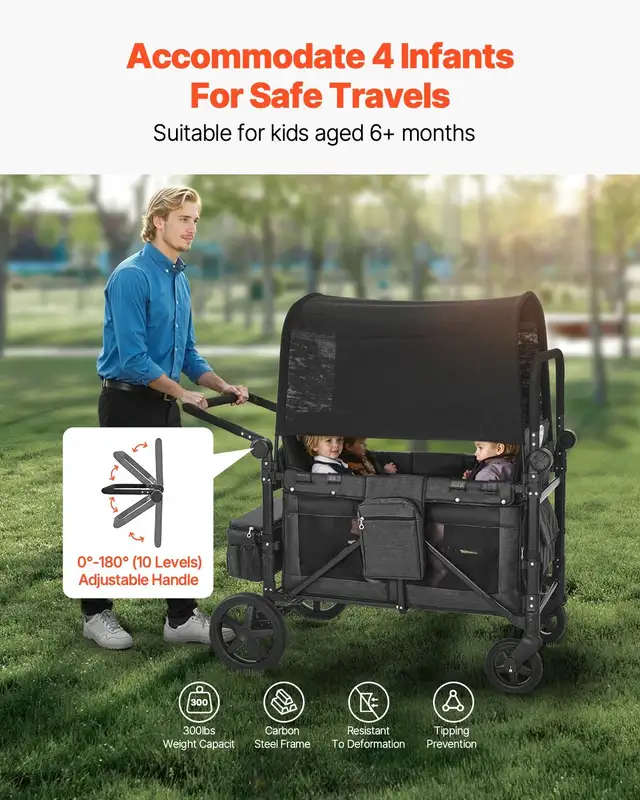 4-Seater Wagon Stroller – Foldable, Durable, & Family-Ready! in Strollers, Carriers & Car Seats in Oakville / Halton Region - Image 5