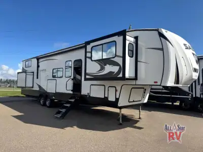 Forest River Sabre fifth wheel 37FLL highlights: Separate Living Room Fireplace Double Loft Theater...